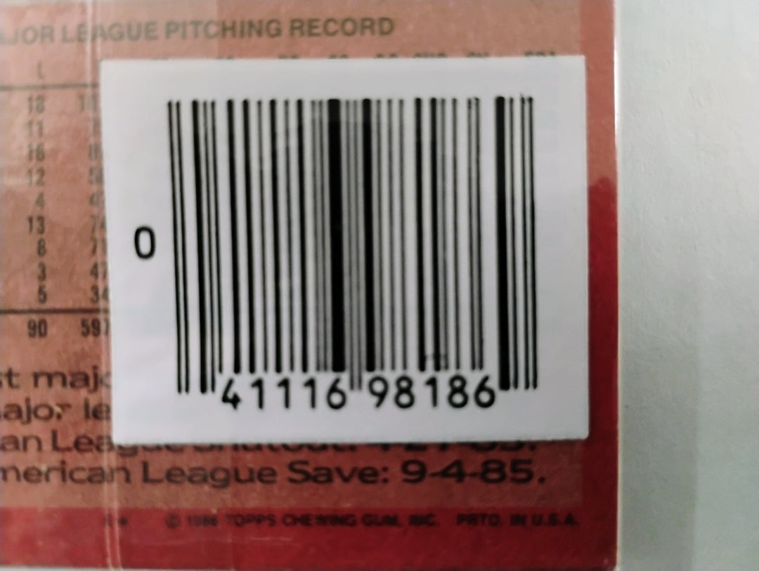 1986 Topps Baseball Rack Pack