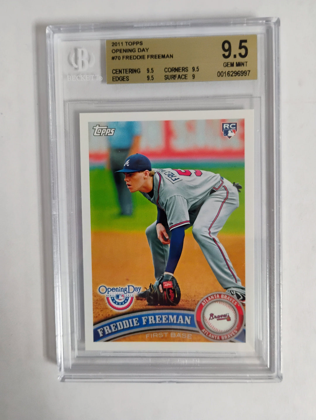 2011 Topps Opening Day Baseball Freddie Freeman Rookie BGS 9.5