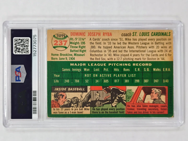 1954 Topps Baseball Mike Ryba #237 PSA 3