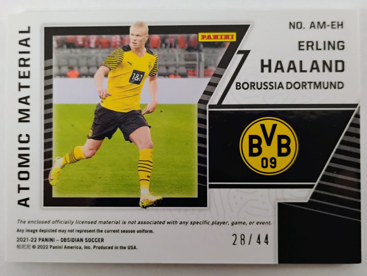 2021-22 Panini Obsidian Soccer Erling Haaland #AM-EH Atomic Material 28/44
