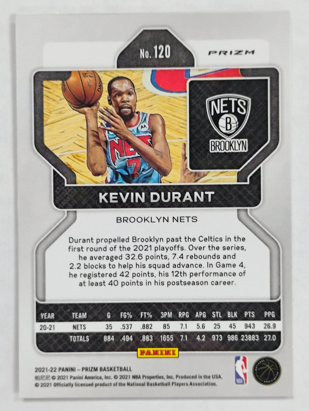 2021-22 Panini Prizm Basketball Kevin Durant #120 Green Prizm