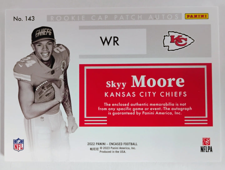 2022 Panini Encased Football Skyy Moore Rookie Cap Patch Autographs #'D 41/50