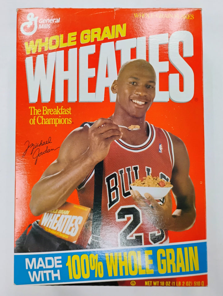 18 oz General Mills Wheaties Michael Jordan W/ Gym Bag & Wheaties Box  Empty Box