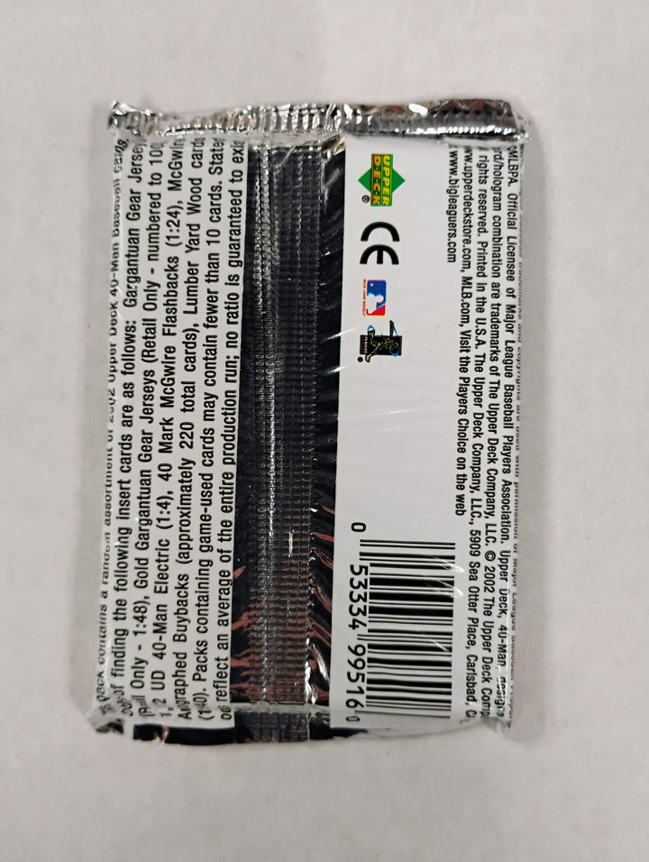 2002 Upper Deck 40 Man MLB Sealed Pack