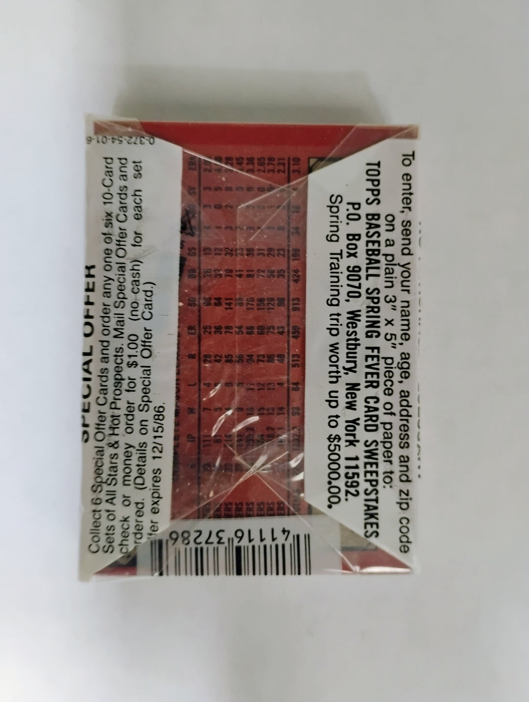 1986 Topps Cello Baseball Pack