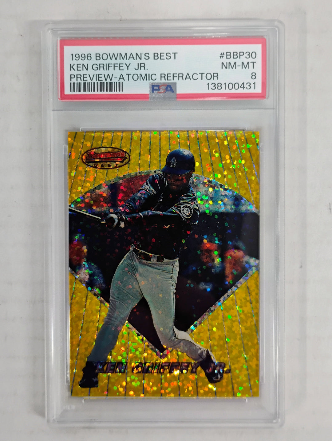 1996 Bowman's Best Ken Griffey Jr. #BBP30 Preview Atomic Refractor PSA 8 NM-MT