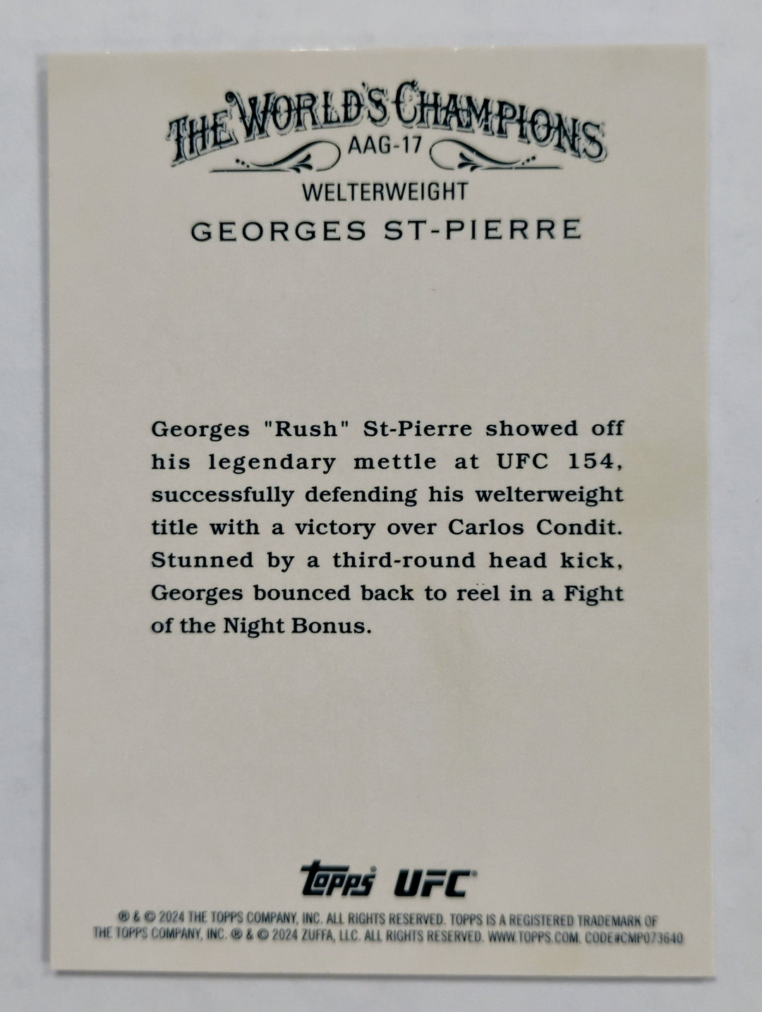 2024 Topps Allen Ginter UFC Georges St-Pierre The World's Champions #AAG-17