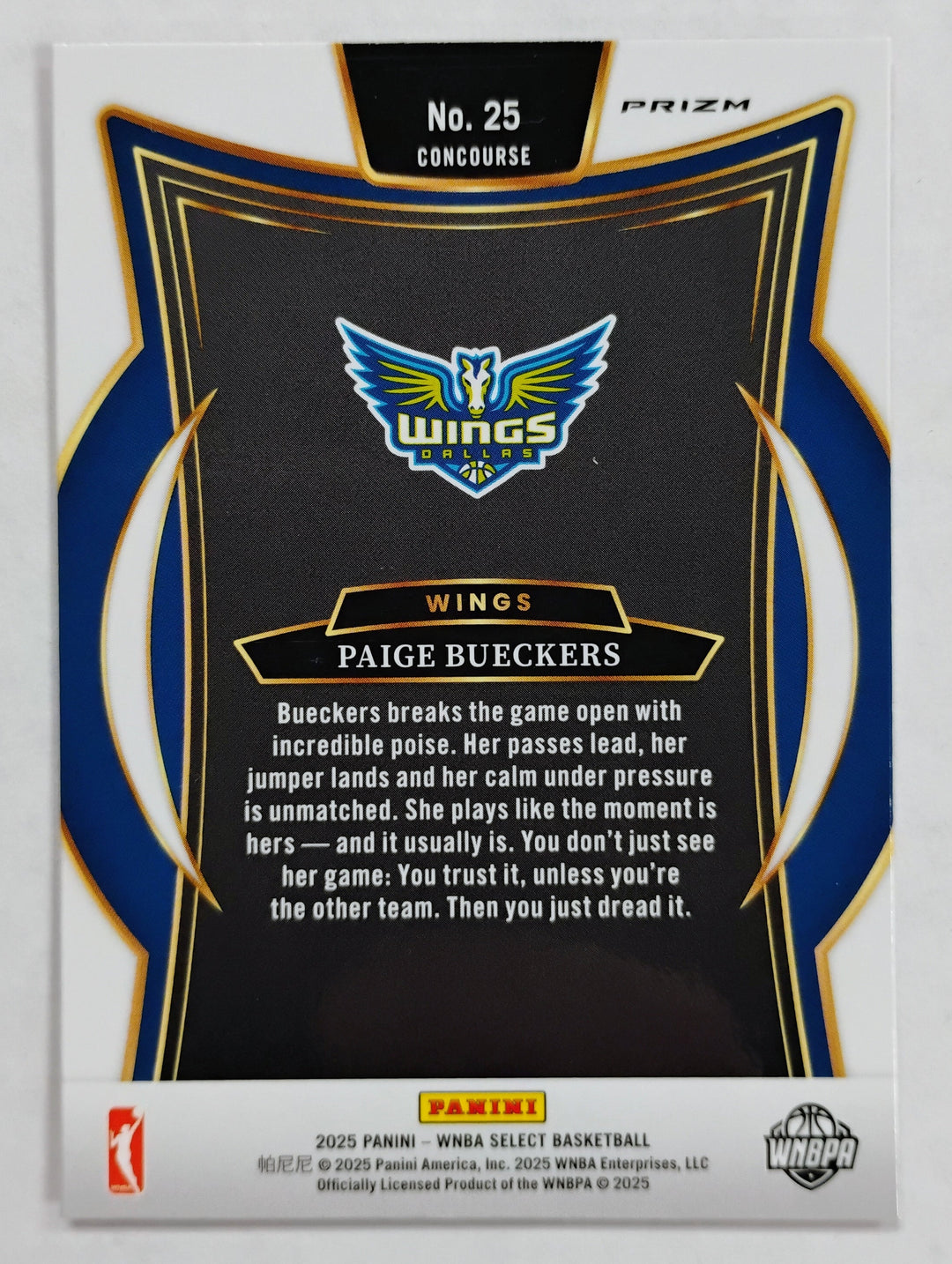 2025 Panin Select WNBA Basketball Paige Bueckers RC #25 Concourse Pink Cracked Prizm