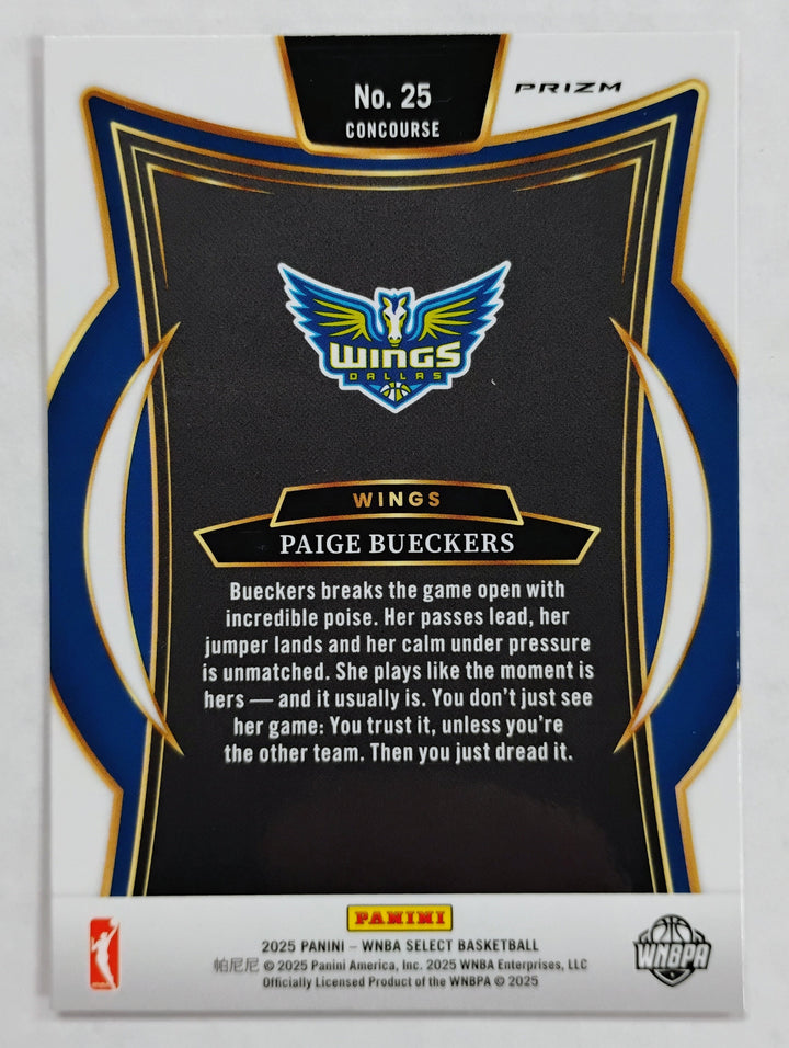 2025 Panin Select WNBA Basketball Paige Bueckers RC #25 Concourse Pink Cracked Prizm
