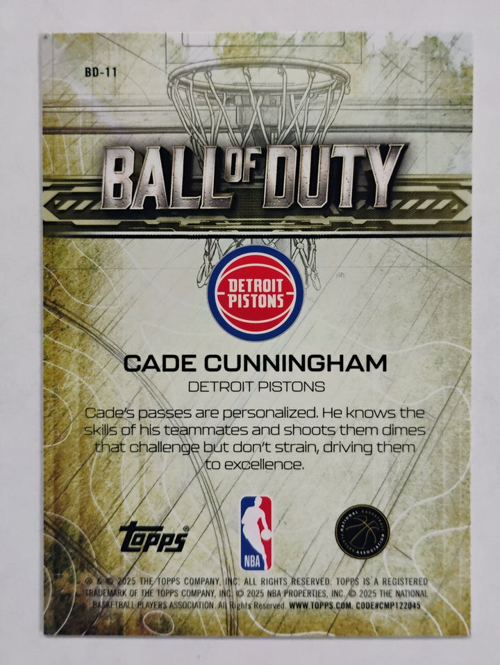 2025 Topps Chrome Basketball Cade Cunningham #BD-11  Ball OF Duty