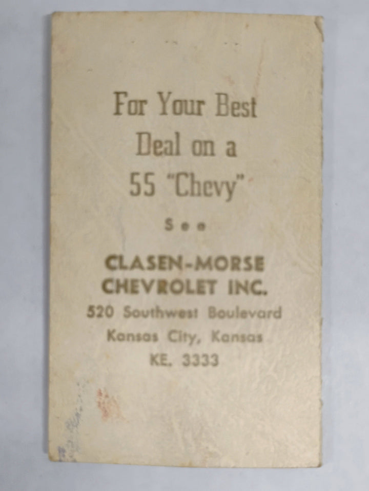 1955 Kansas City Athletics Major League Pocket Schedule