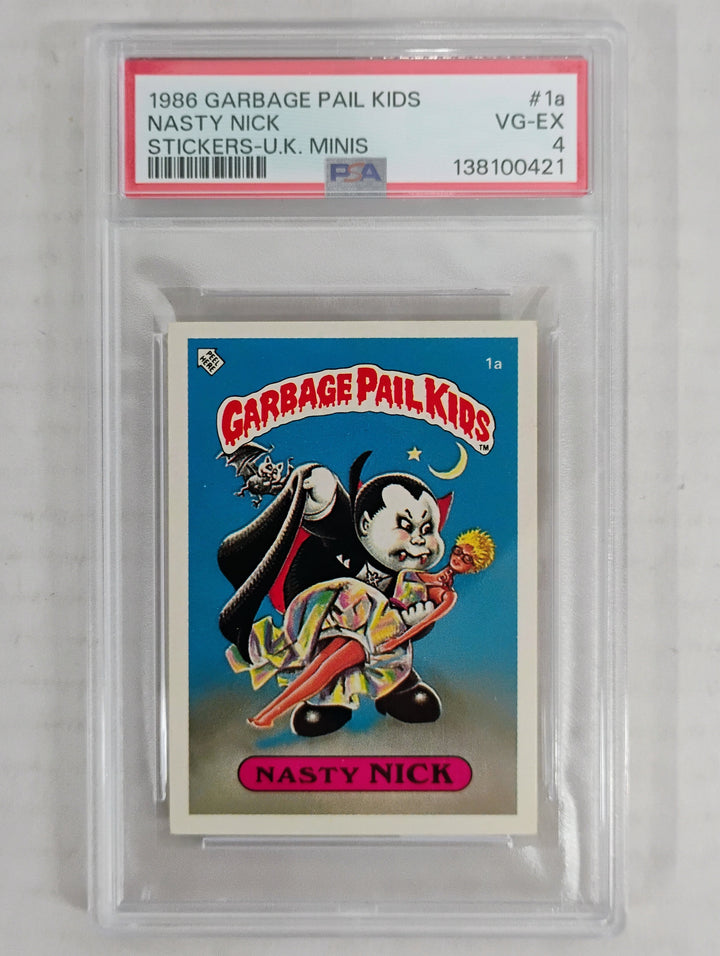 1986 Topps Garbage Pail Kids Nasty Nick 1a U.K. Minis PSA 4 VG-EX