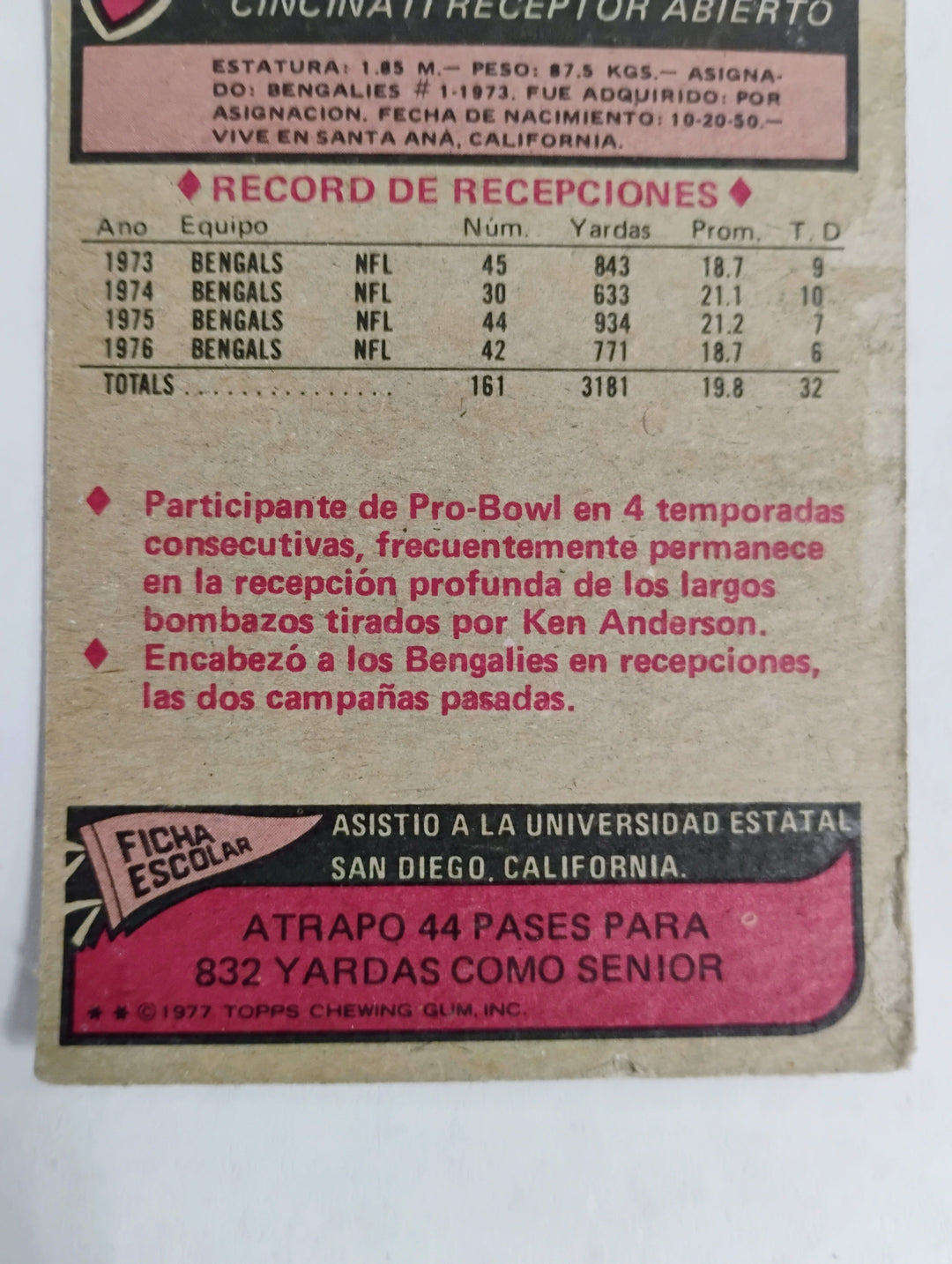 1977 Topps Mexican Football Isaac Curtis #10