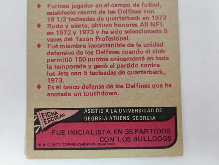 1977 Topps Mexican Football Bill Stanfill #16 SP