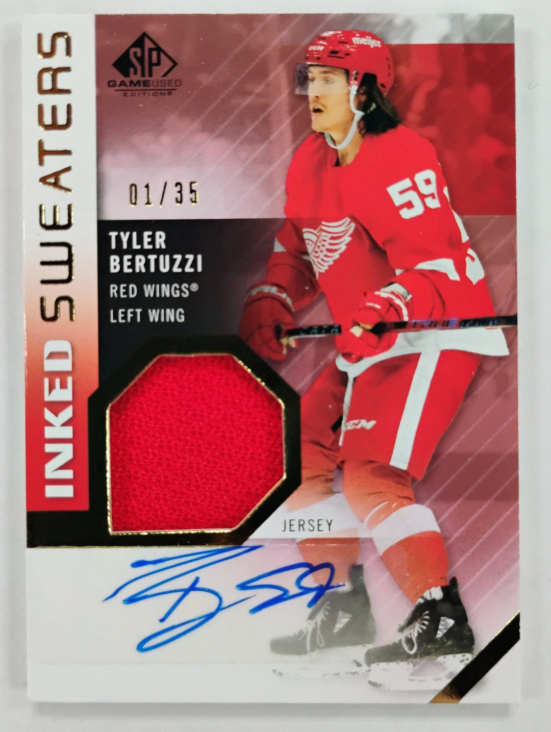 2021-22 Upper Deck SP Game Used Hockey Tyler Bertuzzi #IS-TB Inked Sweaters 01/35