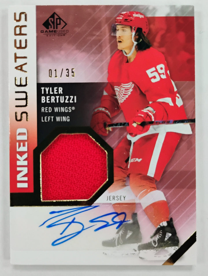 2021-22 Upper Deck SP Game Used Hockey Tyler Bertuzzi #IS-TB Inked Sweaters 01/35