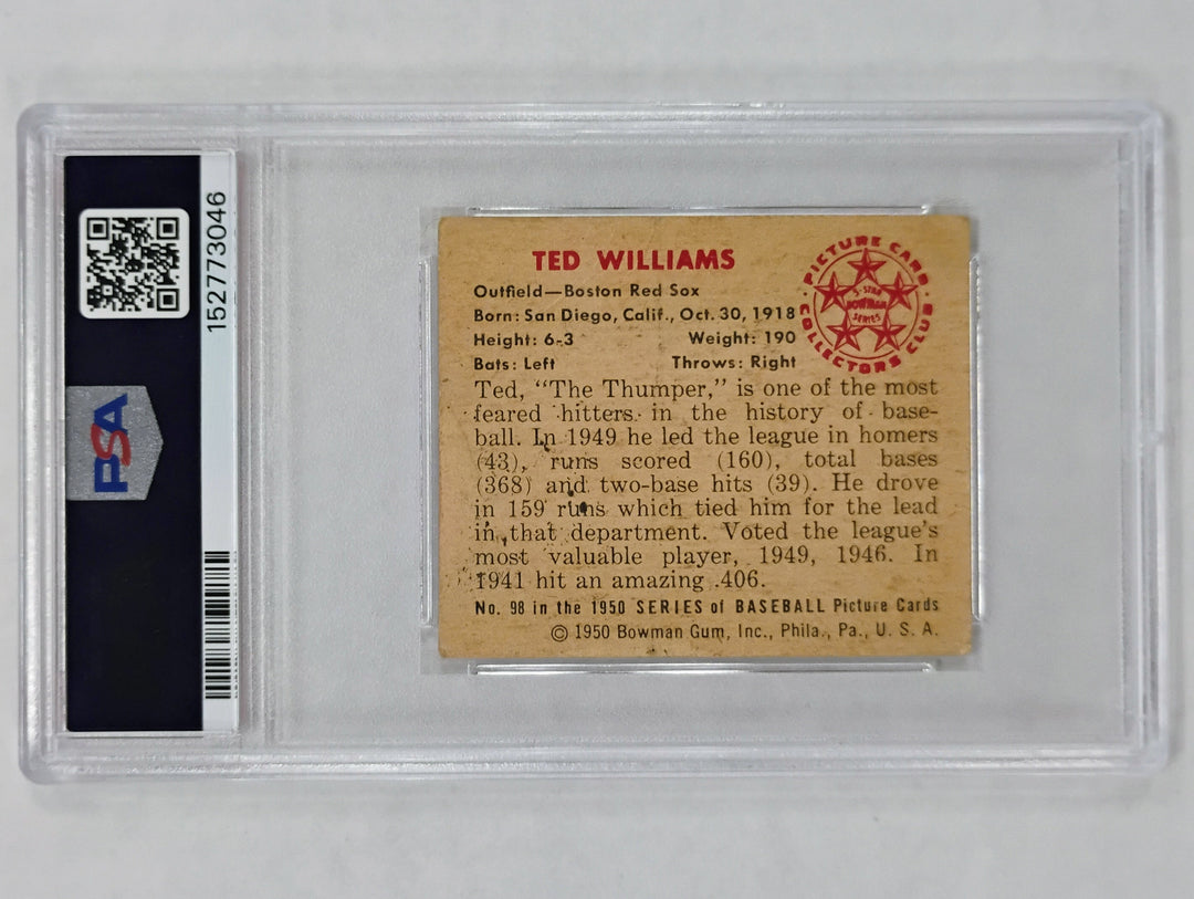 1950 Bowman Baseball Ted Williams #98 PSA 1.5 FR