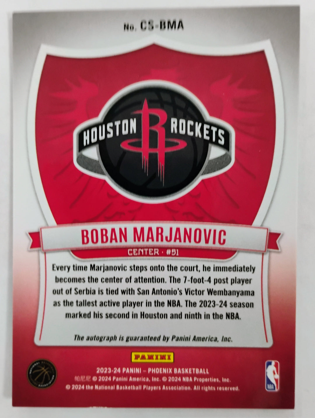 2023-24 Phoenix Basketball Boban Marjanovic Crusade Signatures Auto