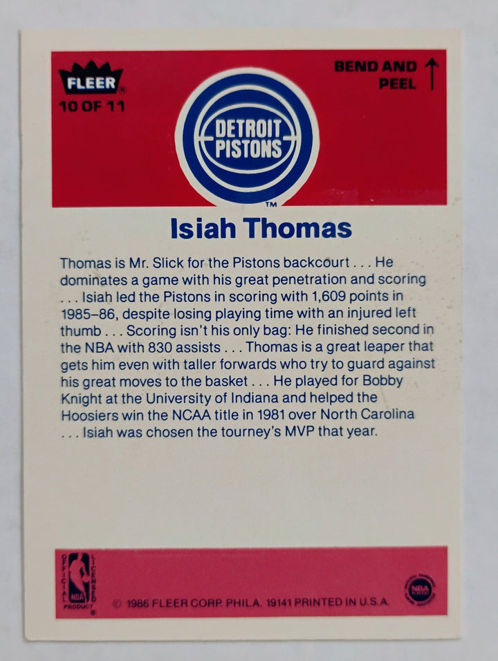 1986-87 Fleer Basketball Isiah Thomas #10 Sticker