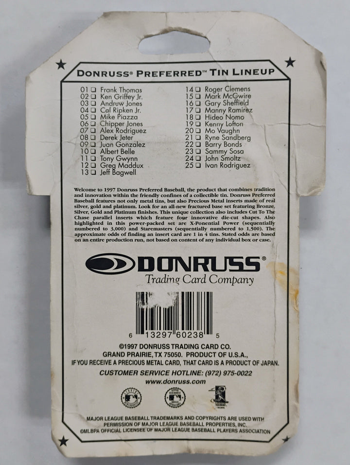 1997 Donruss Preferred MLB Metal Tin Hanger