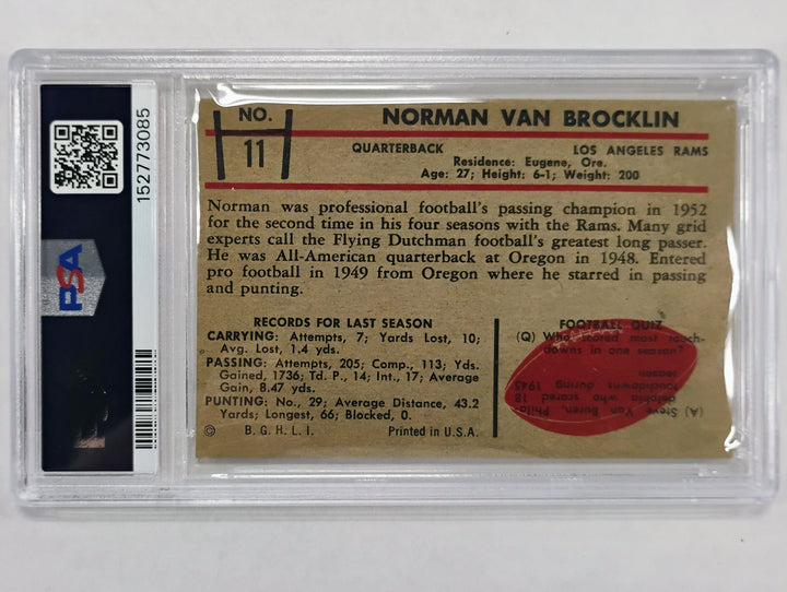 1953 Bowman Football Norm Van Brocklin #11 PSA 5 EX