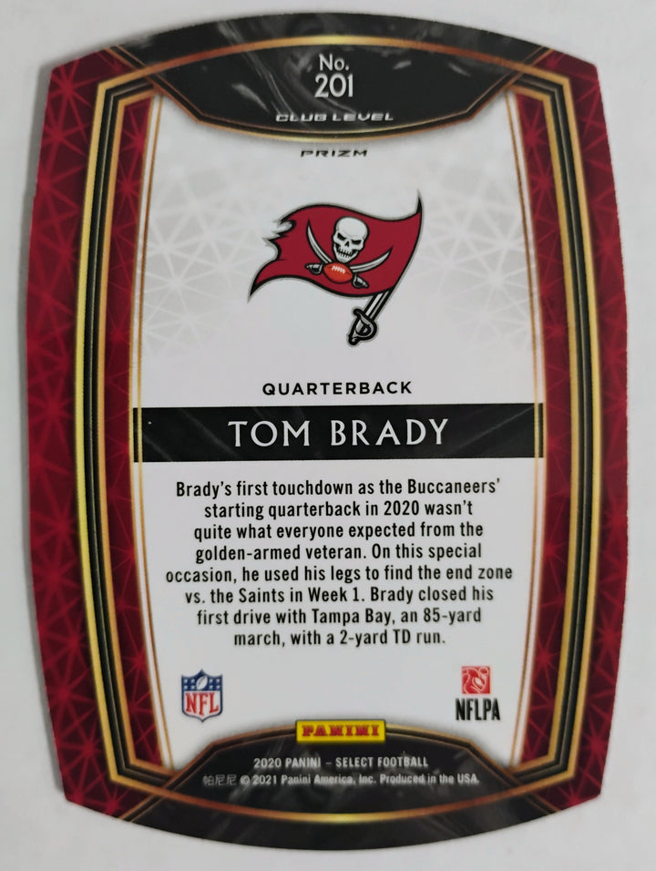 2020 Select Football Tom Brady #201 Club Level Light Blue Prizm Die Cut