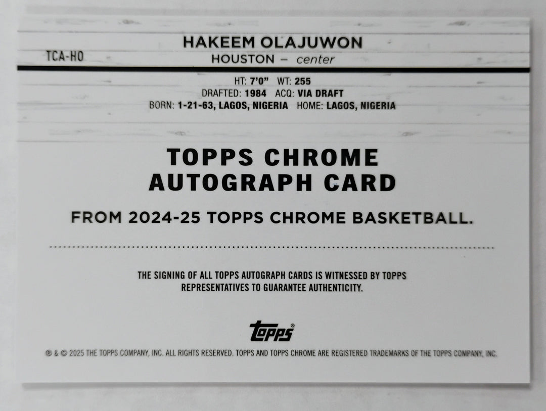 2025 Topps Chrome Basketball Hakeem Olajuwon #TCA-HO Purple Refractor