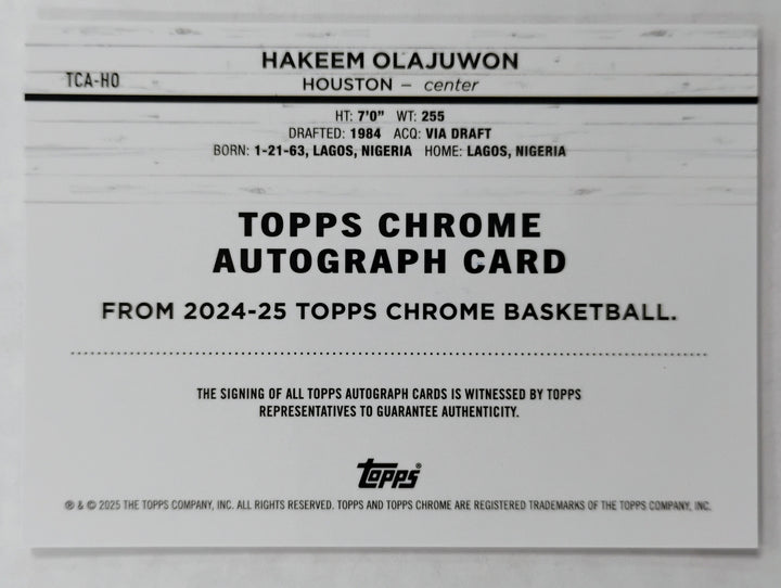 2025 Topps Chrome Basketball Hakeem Olajuwon #TCA-HO Purple Refractor