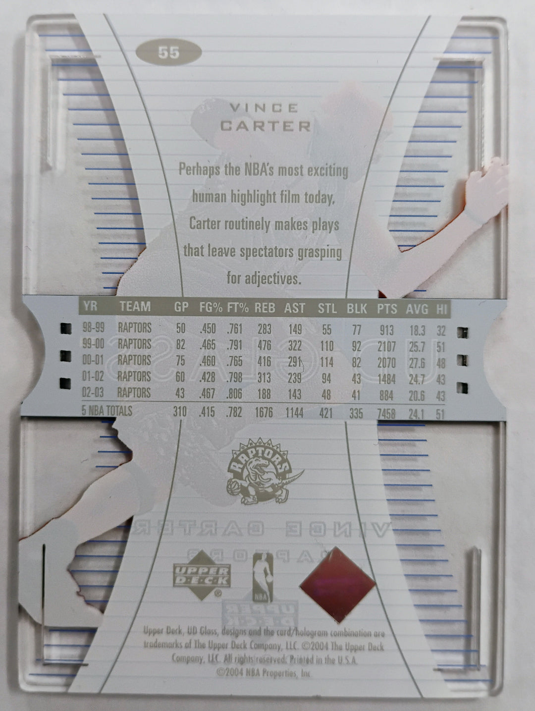 2003-04 Upper Deck Basketball Vince Carter #55 UD Glass