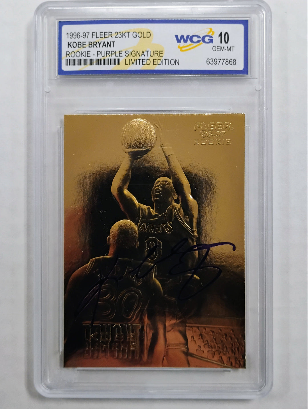 1996-97 Fleer 23KT Gold Kobe Bryant Rookie Purple Signature WCG 10