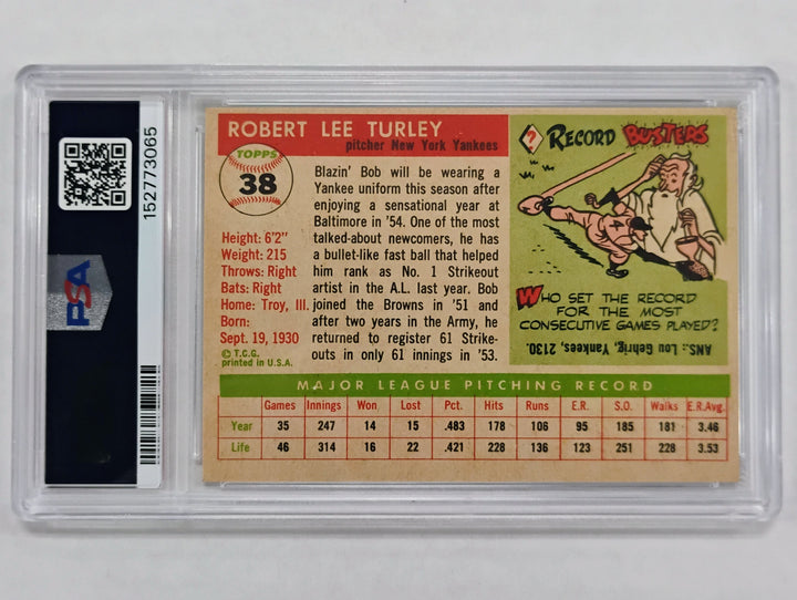 1955 Topps Baseball Bob Turley #38 PSA 5 EX