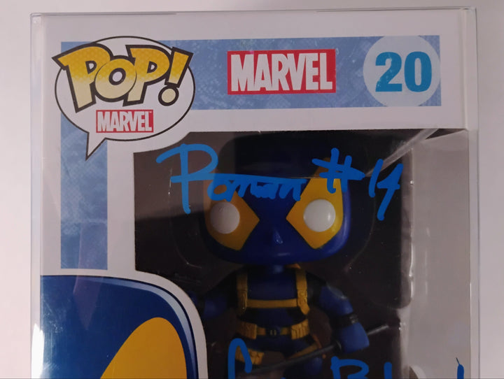 Funko Pop! #20 X-Men  Deadpool - Roman Wilson  #14 Inscribed "Go Blue" JAS Certified