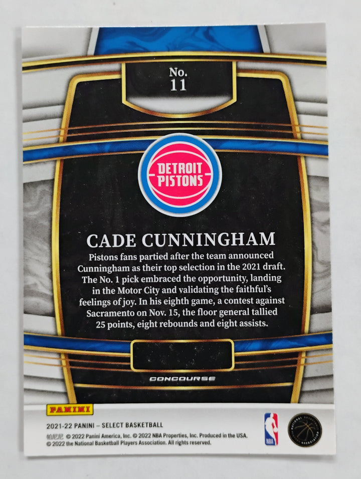 2021-22 Panini Select Cade Cunningham Concourse Rookie Card #11