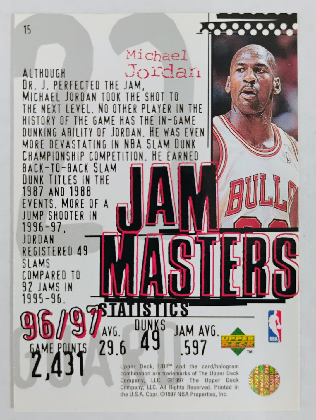 1997-98 Upper Deck UD3 Michael Jordan #15 Jam Masters