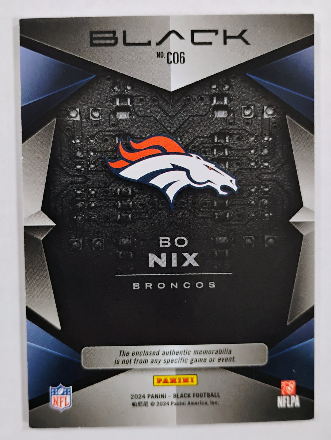 2024 Panini Black Football Bo Nix RC Triple Patch #'D 87/99 NM-Mint