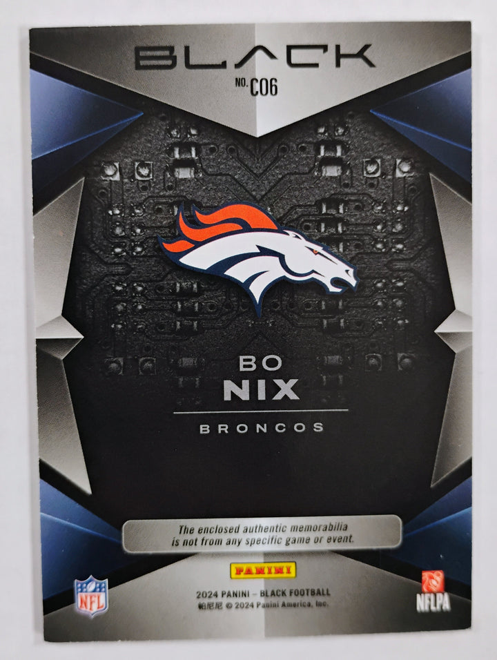 2024 Panini Black Football Bo Nix RC Triple Patch #'D 87/99 NM-Mint