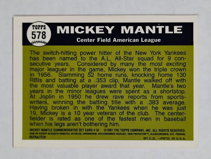 1996 Topps Chrome Mickey Mantle #32 Sporting News Refractor