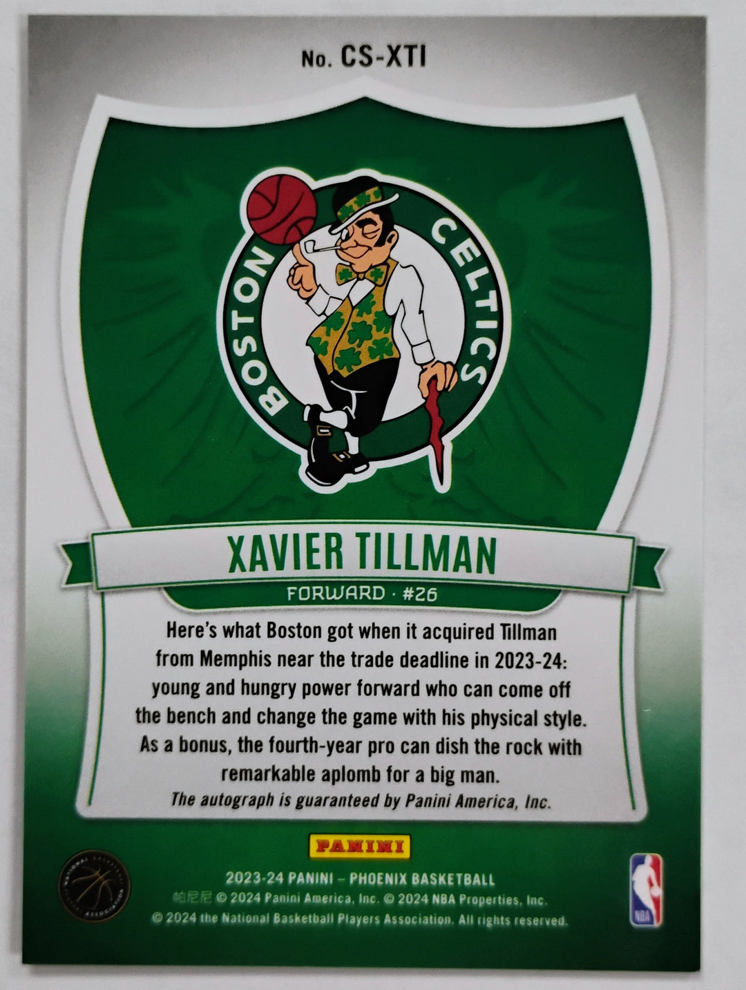 2023-24 Panini Phoenix Basketball Xavier Tillman #CS-XTI Crusade
