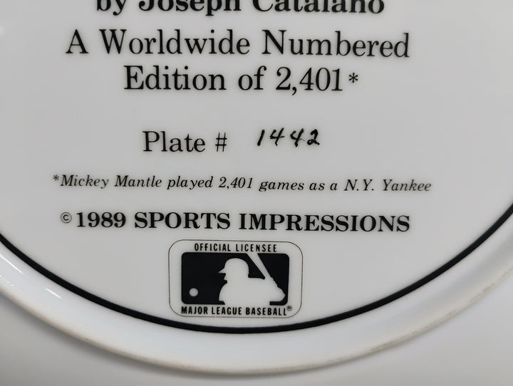 1989 Mickey Mantle "The Greatest Switch Hitter" The Sports Superstar Collector Plate