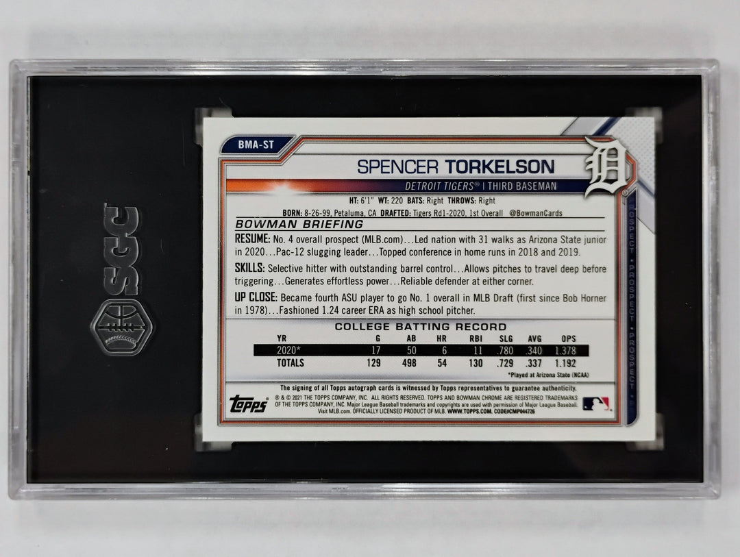 2021 Bowman Chrome MEGA BMA Spencer Torkelson #BMA-ST SGC AUTO 10 /9.5 MT