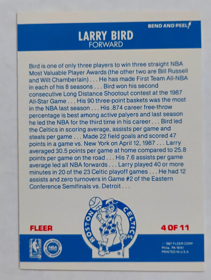1987-88 Fleer Basketball Larry Bird #4 Sticker
