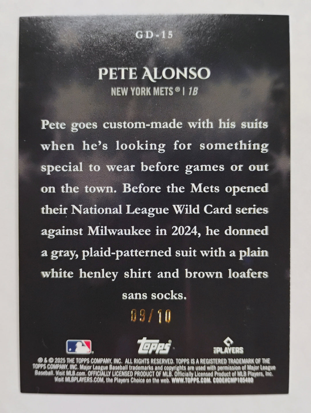 2025 Topps Baseball Pete Alonso #GD-15 Game Day 09/15