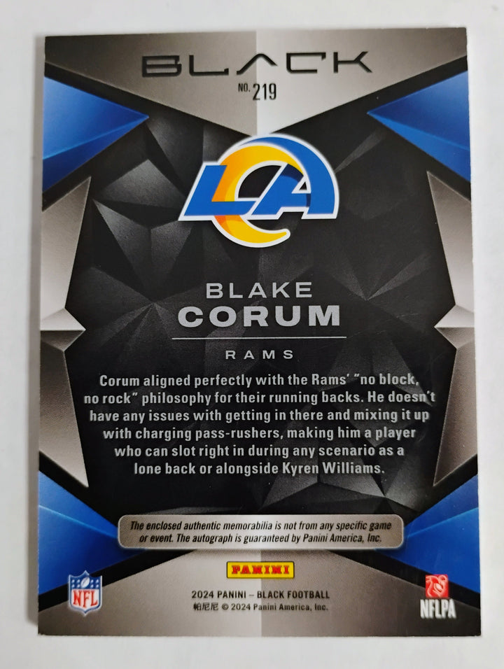 2024 Panini Black Football Blake Corum RC Auto/Patch #'D 135/150 NM-Mint