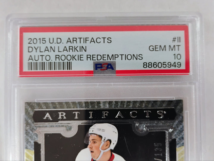 2015 U. D. Artifacts Dylan Larkin Auto Rookie Redemptions PSA Gem Mint 10