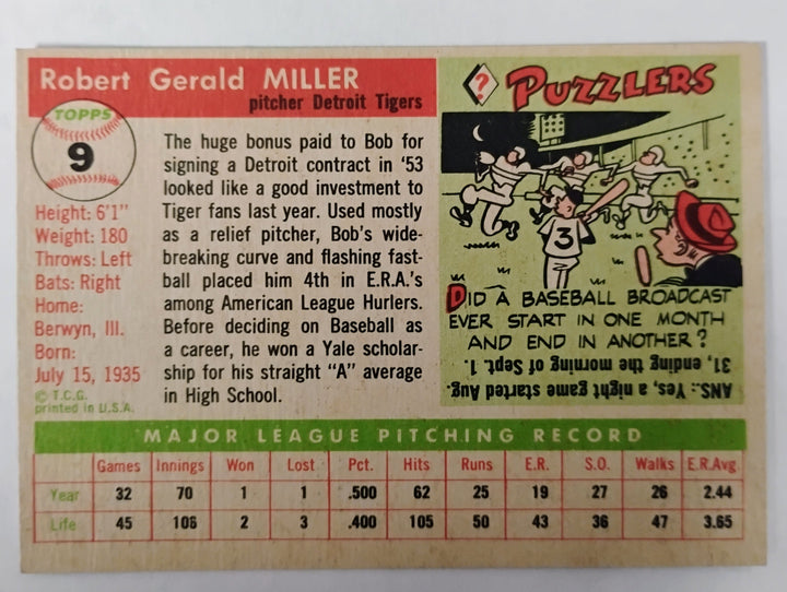 1955 Topps Baseball Bob Miller #9 EX/Mint