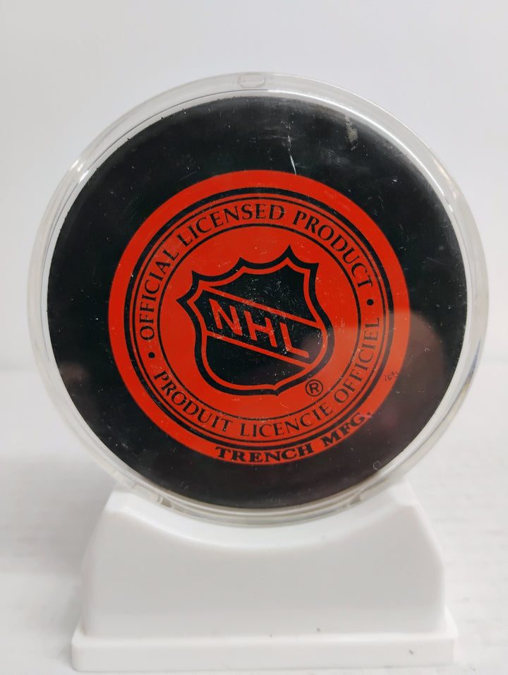 Detroit Red Wings Hockey Sid Abel #12 H.O.F. 1969 Inscribed Autograph Puck W/Stand No COA
