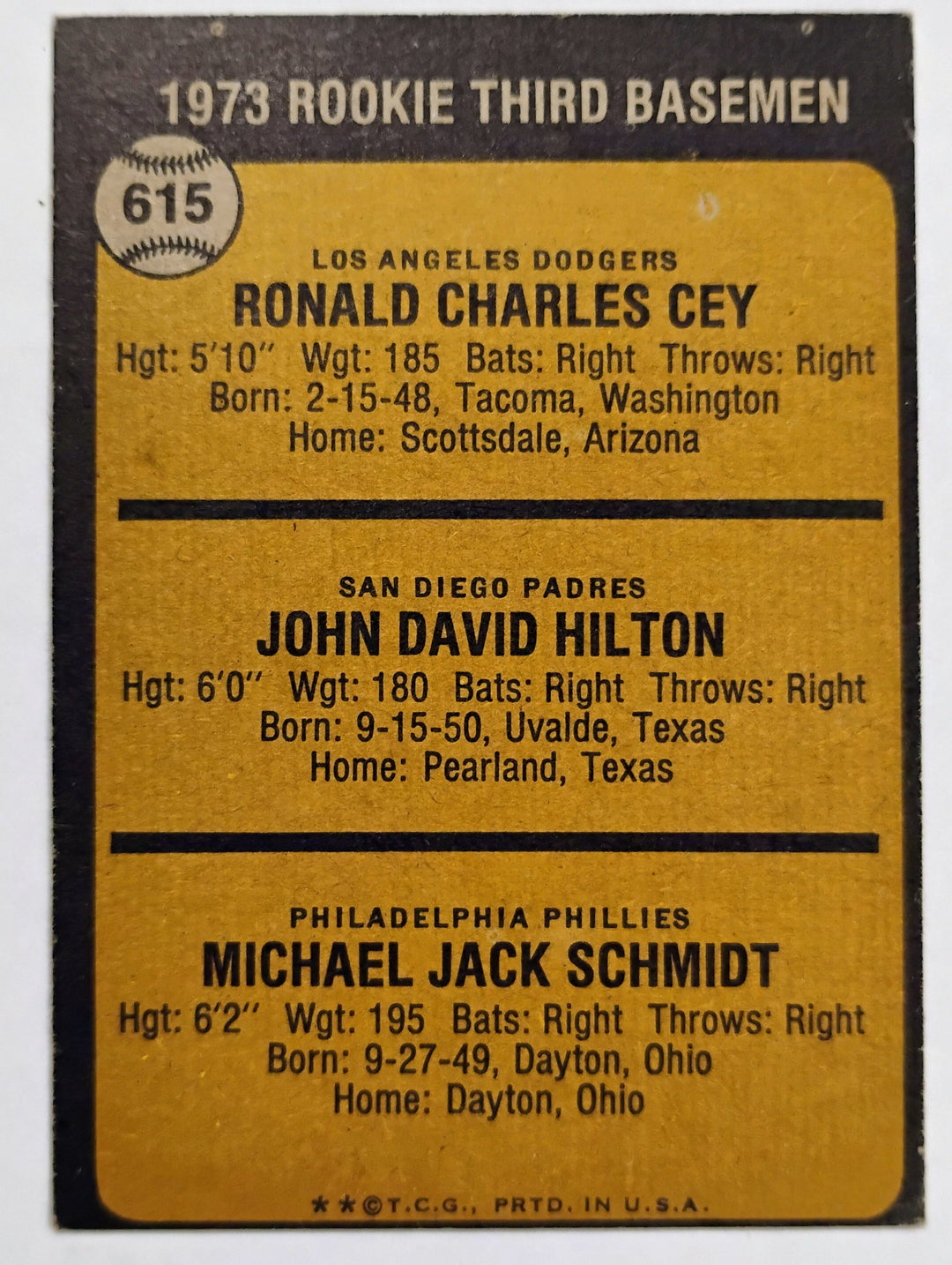 1973 Topps Baseball Mike Schmidt #615 RC NM-Mint