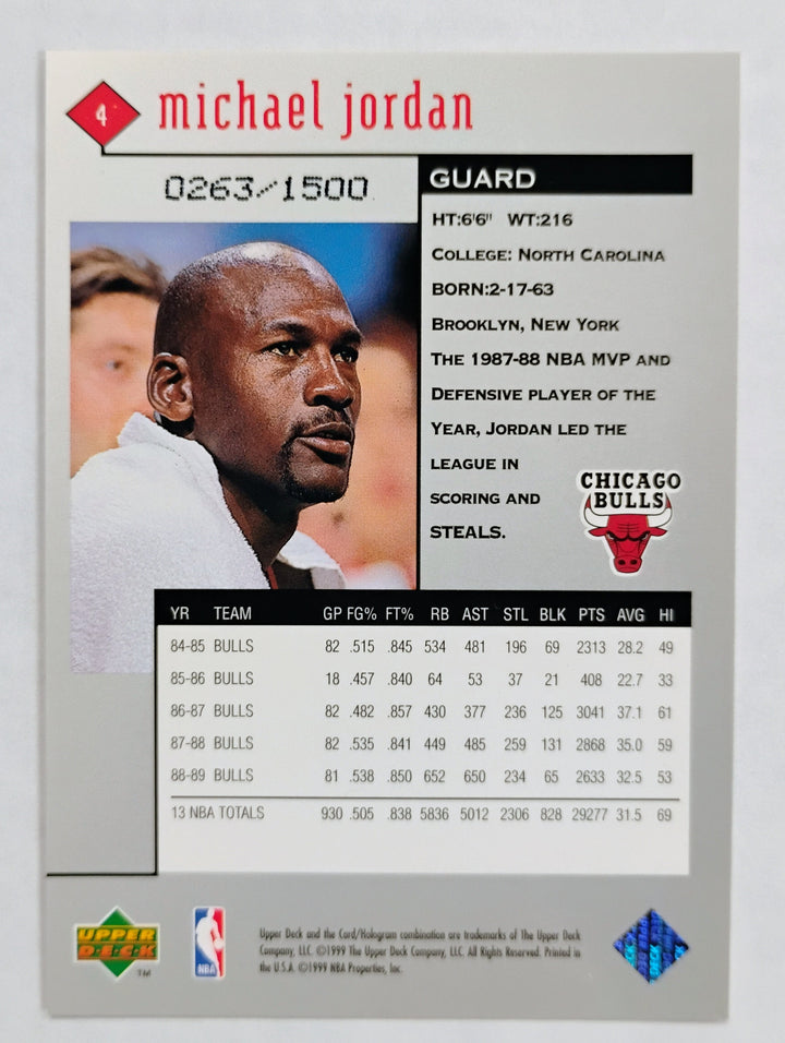 1999-00 Upper Deck Black Diamond Basketball Michael Jordan #4 Gold