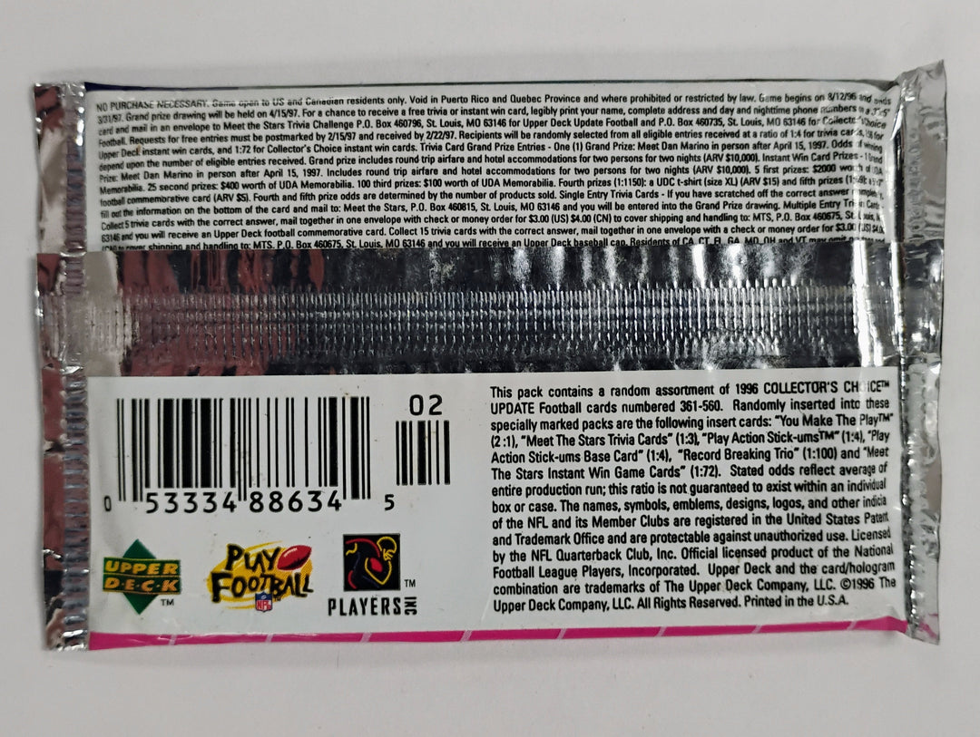 1996 Collector's Choice Update Football Sealed Pack