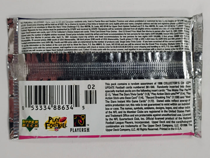 1996 Collector's Choice Update Football Sealed Pack